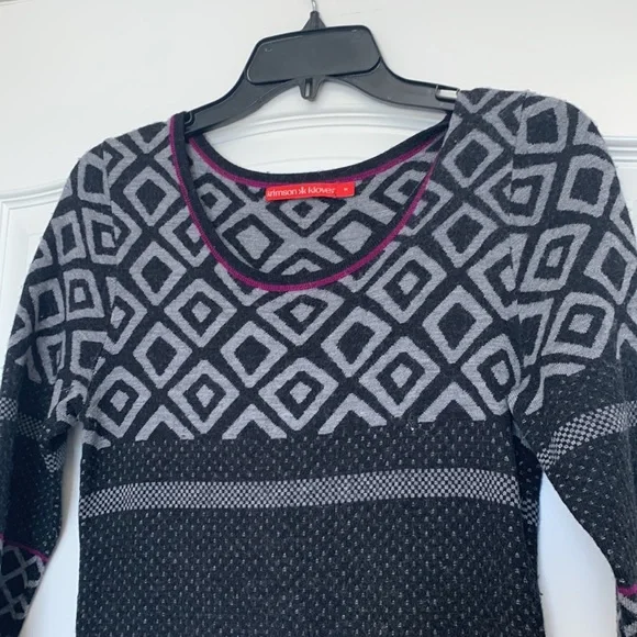 KRIMSON KLOVER  GEOMETRIC PRINT SWEATER DRESS PURPLE Black Gray SZ. M - Picture 3 of 6